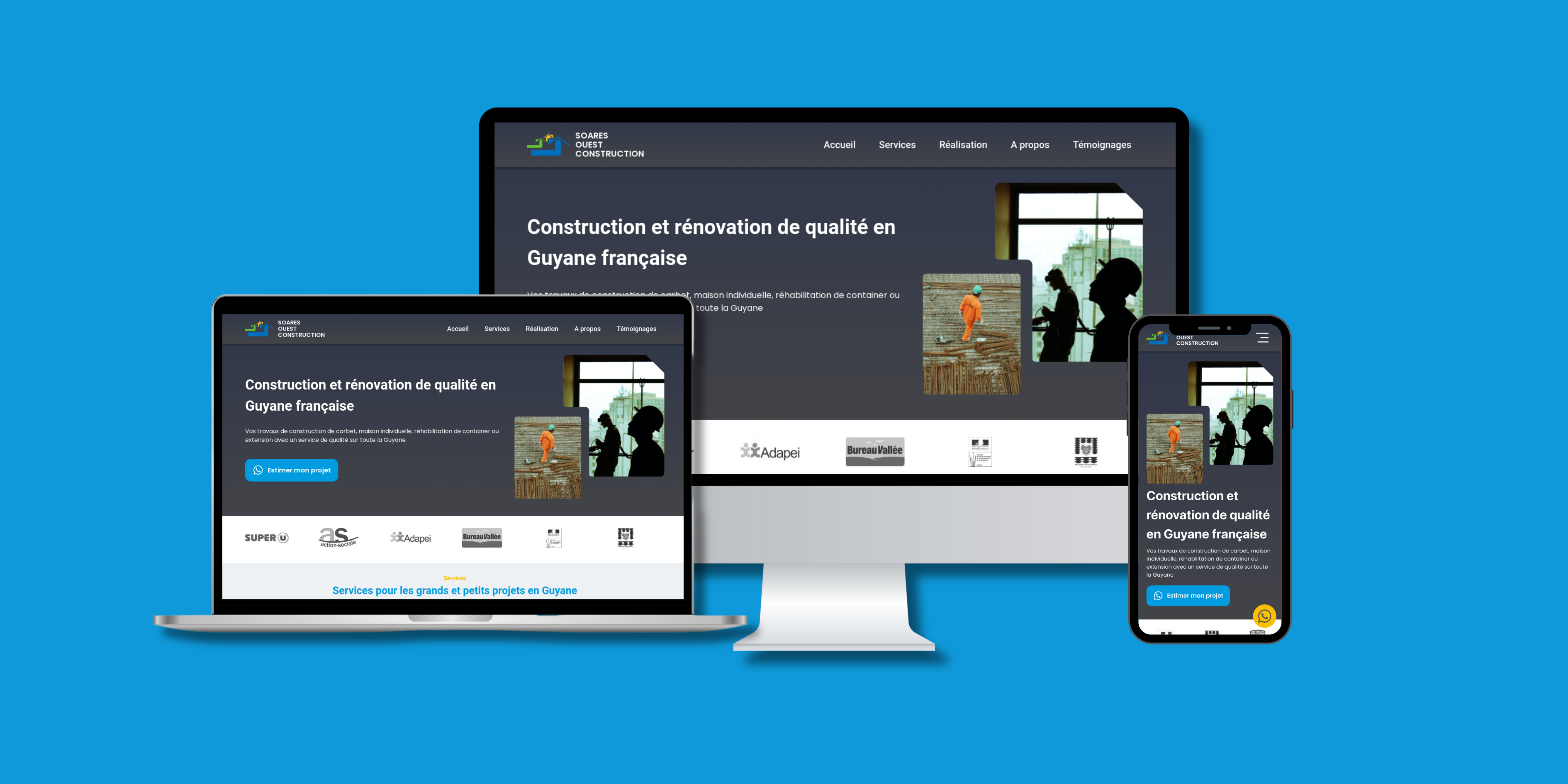 Création de site vitrine & accompagnement digital – Soares Ouest Construction, expert BTP en Guyane