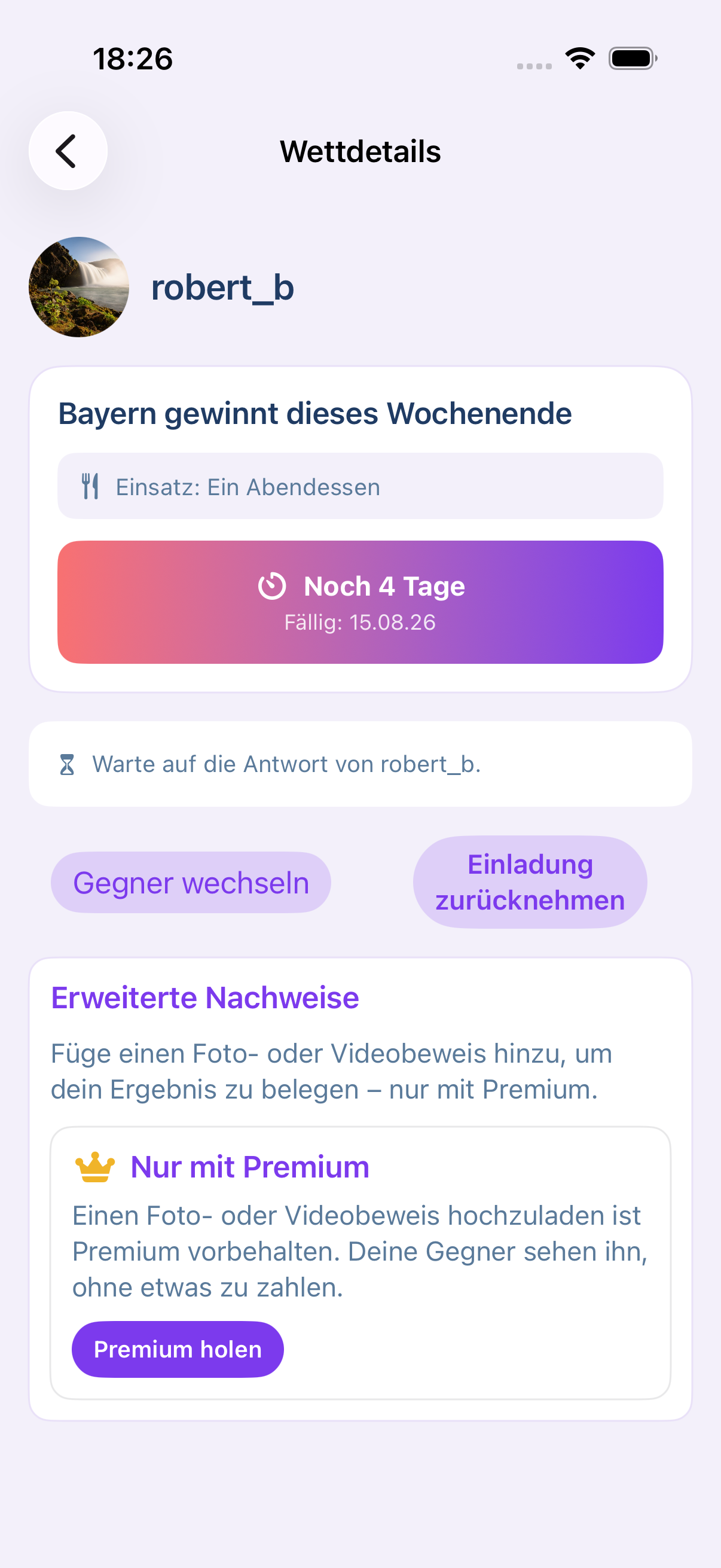 Eine Wette im Detail: Pfand, Frist, Gegner